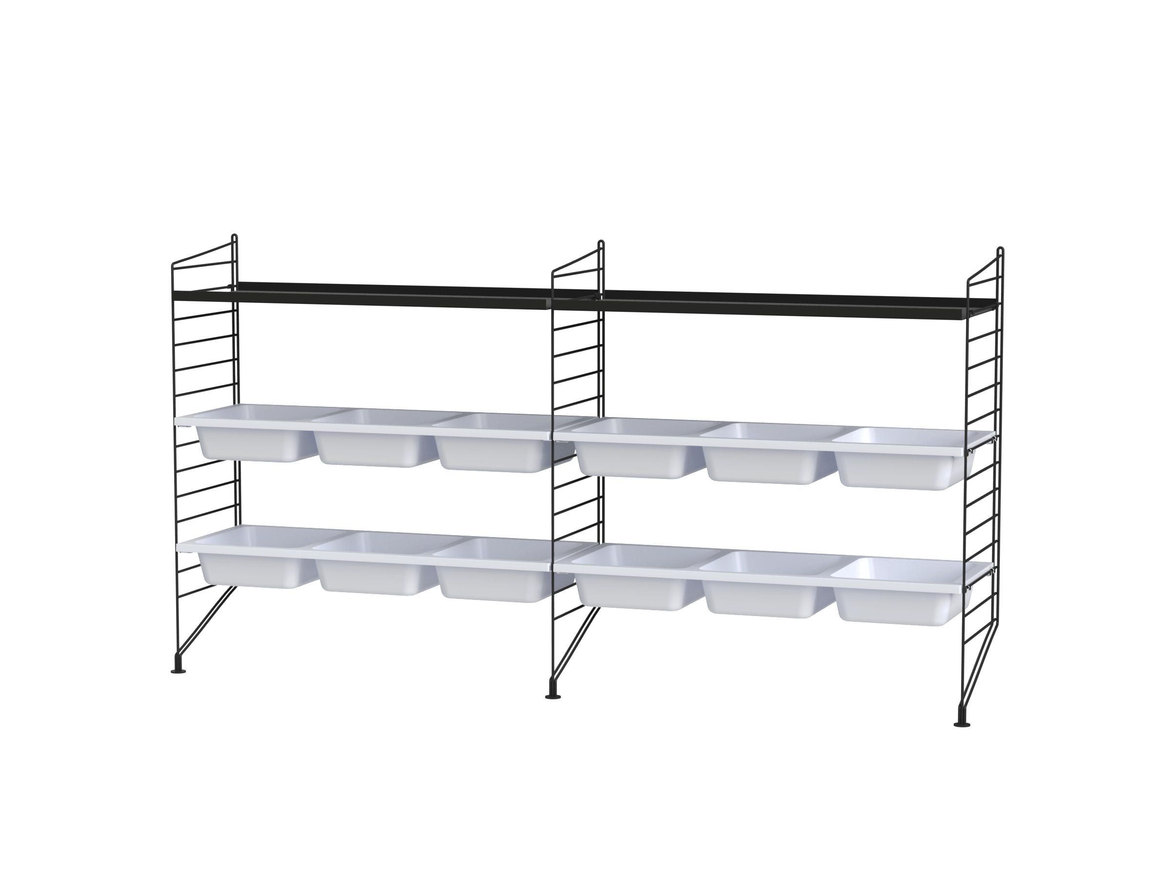 85 cm high floor mounted combination with two sections gives you plenty of storage possibilities. The bowl shelves also let you hide all the small things usually spread around the room.