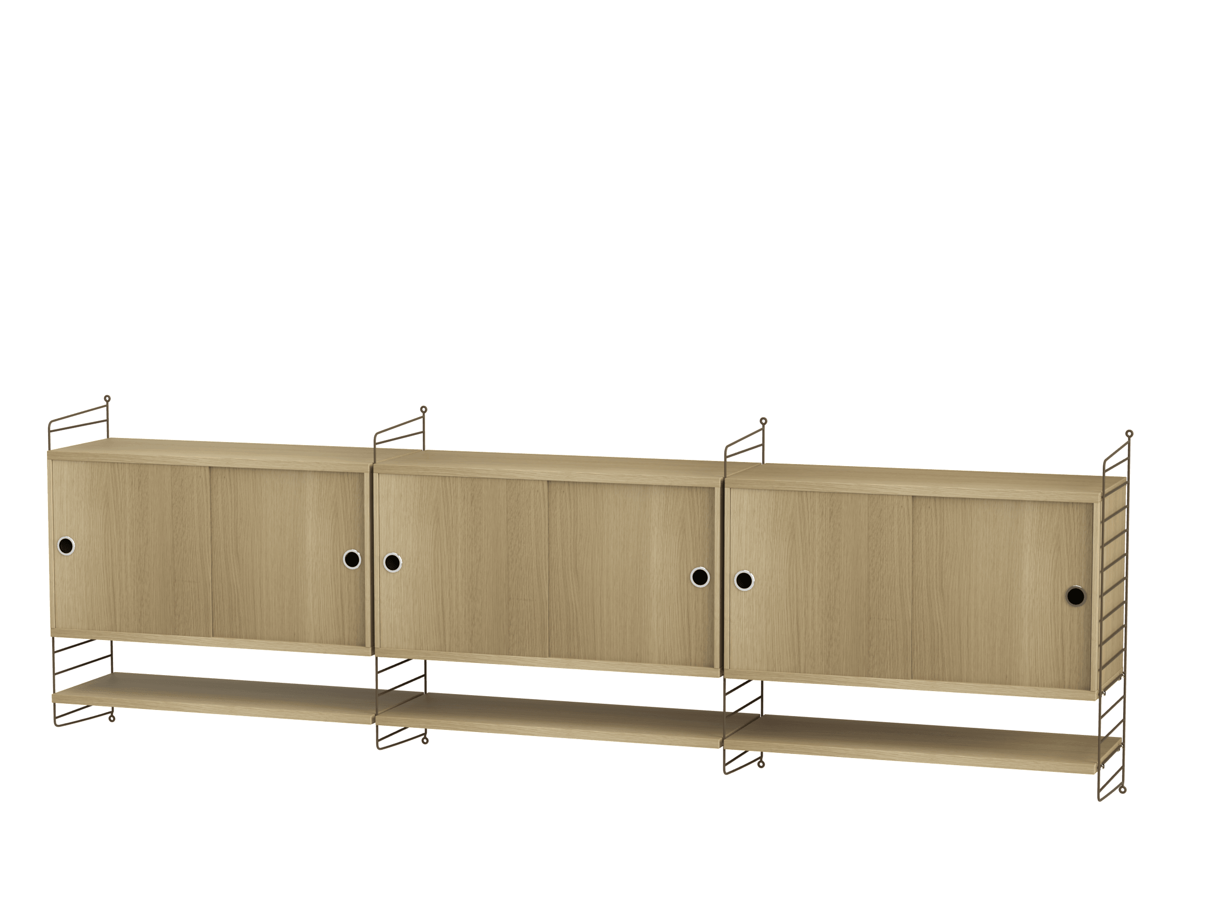 Elegant and clean wall hung sideboard solution with plenty of storage possibilities with added shelves underneath perfect for your favourite paperback books.