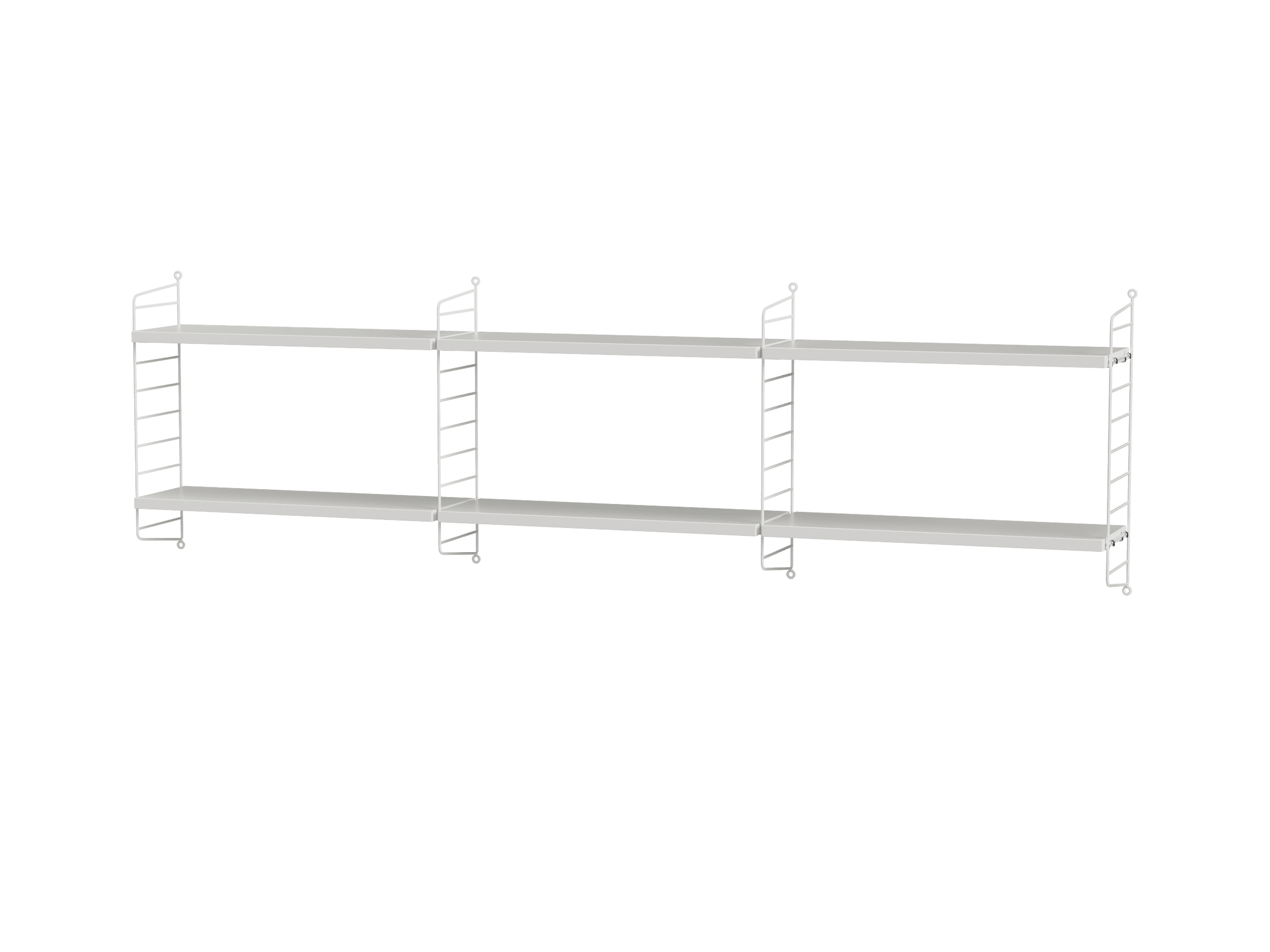 Combinaison en trois sections parfaite comme étagère autoportante ou table de nuit originale à suspendre au-dessus de votre lit. Les montants d’une hauteur de 50 cm et les étagères d’une profondeur de 20 cm lui confèrent un look simple et élégant.