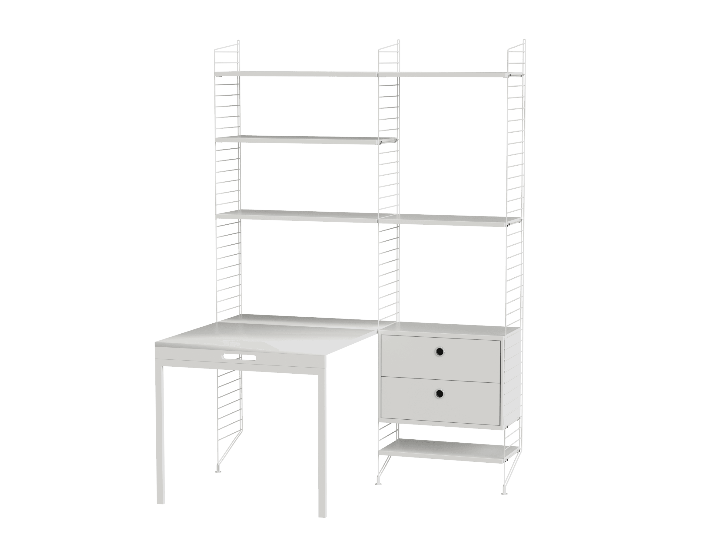 Regardless if your workspace is situated at the office or at home – we have the solution that covers all your needs. This two-section workspace gives you plenty of storage possibilities and the choice to make it even neater by folding down your desk.