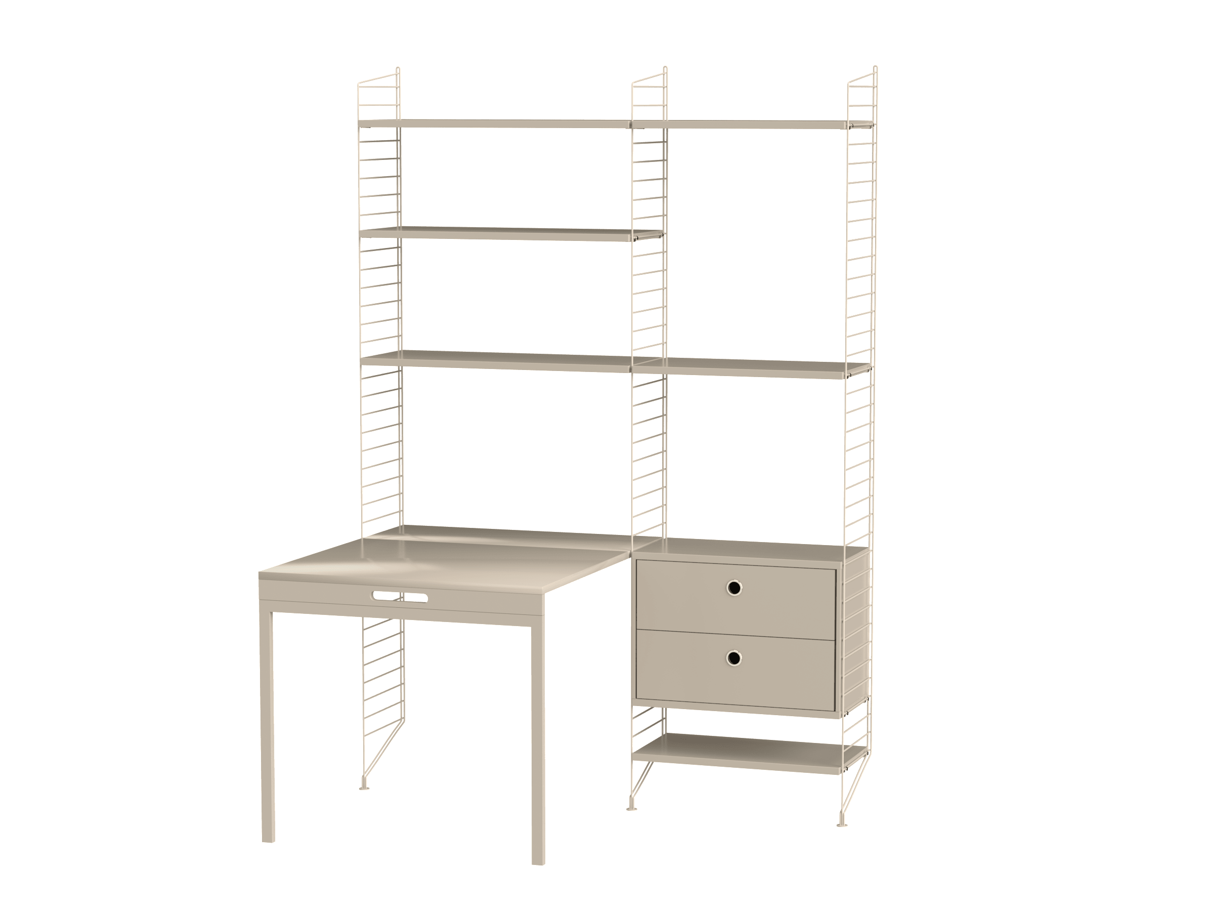 Regardless if your workspace is situated at the office or at home – we have the solution that covers all your needs. This two-section workspace gives you plenty of storage possibilities and the choice to make it even neater by folding down your desk.