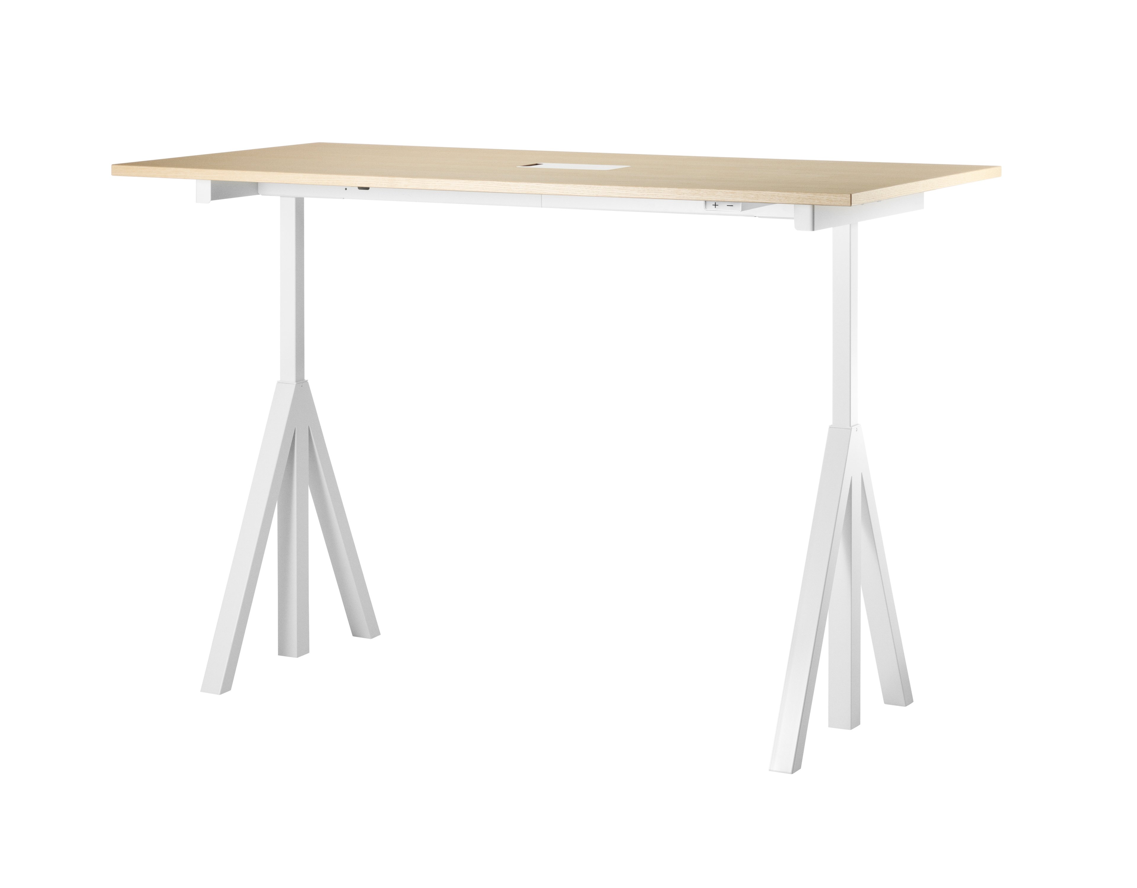 height-adjustable meeting table, ash 180x90 cm, upright position