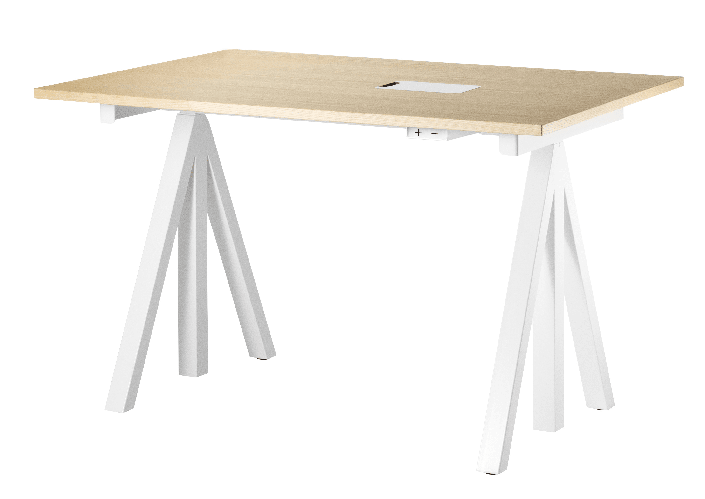 height adjustable work desk, electrical, in ash, 120x78 cm, upright position