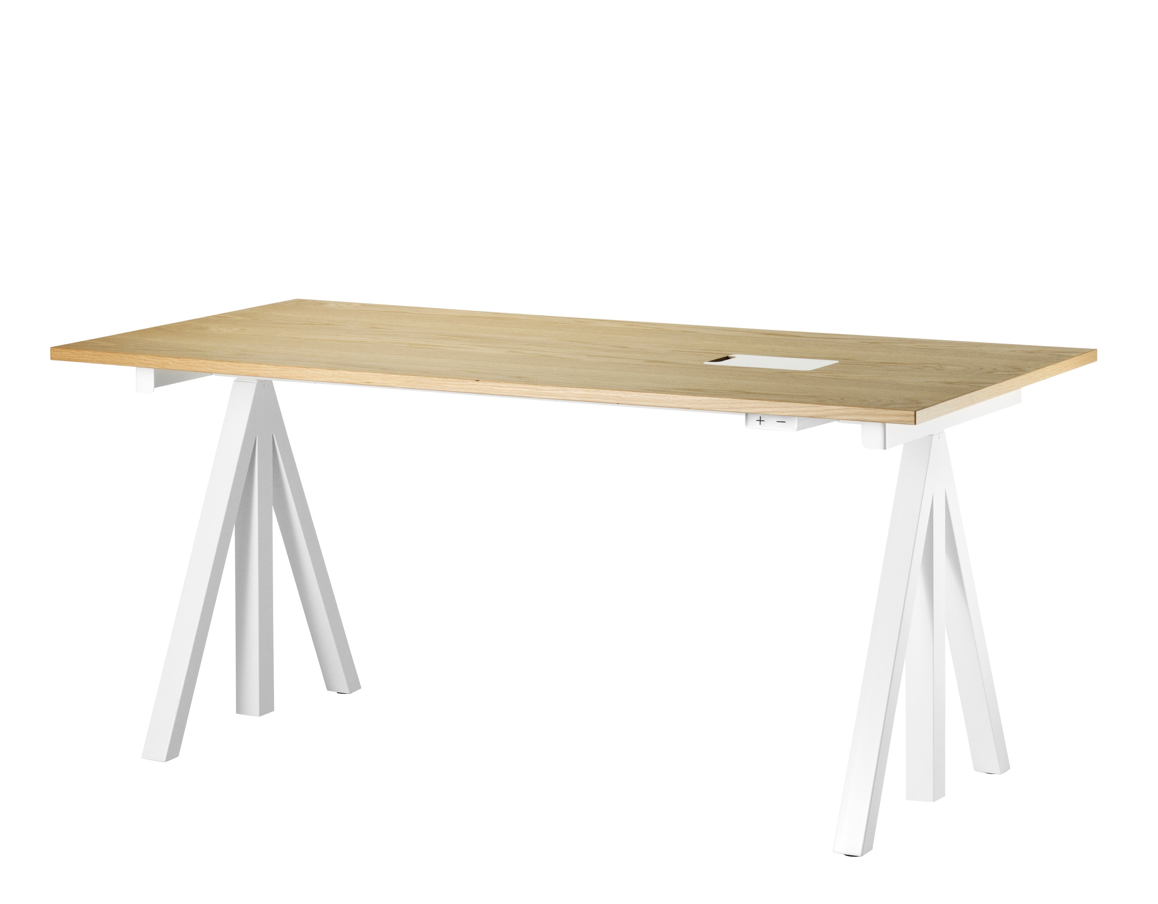 height adjustable work desk, electrical, in oak, 160x78 cm