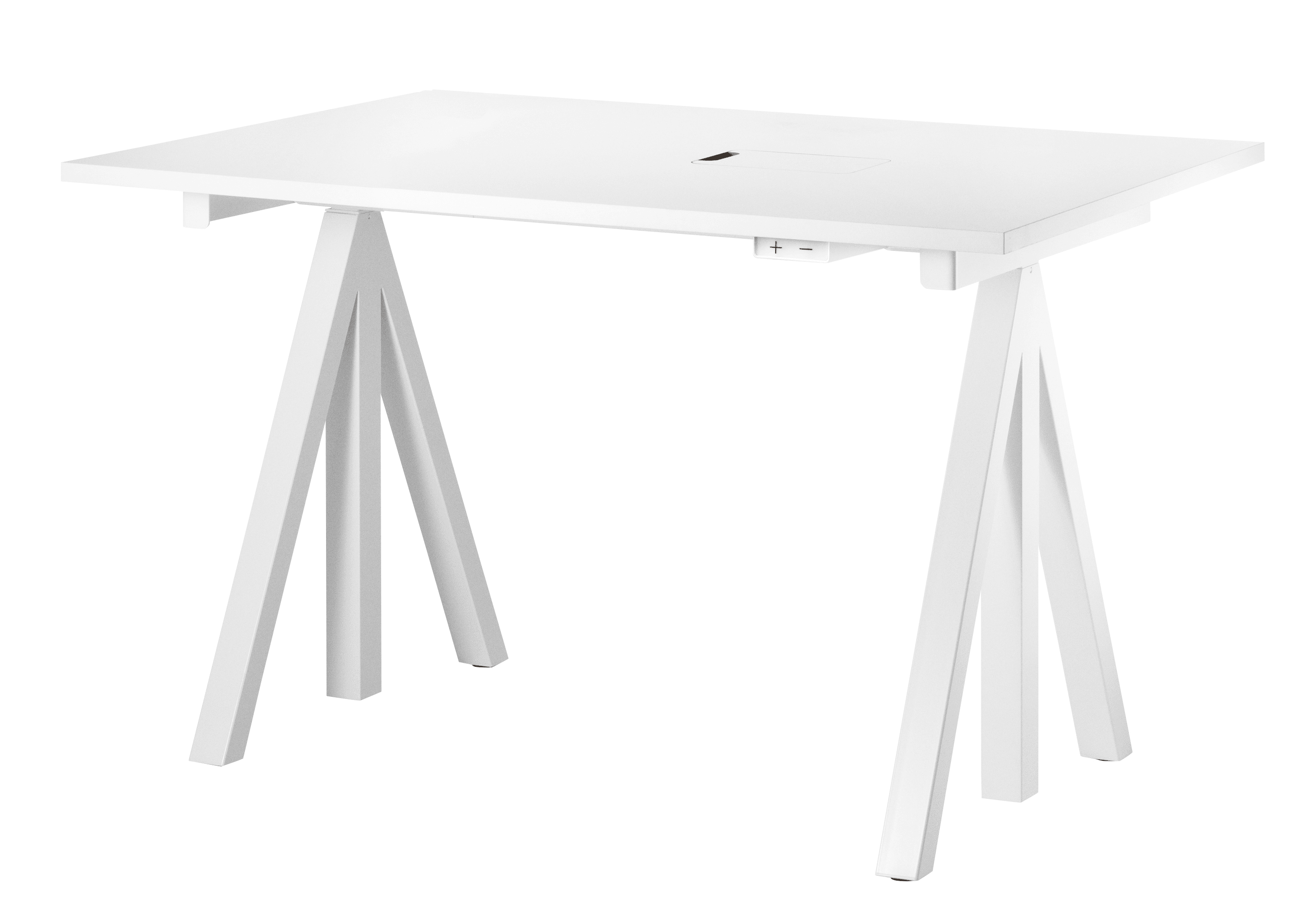 height adjustable work desk, electrical, in white, 120x78 cm, upright position
