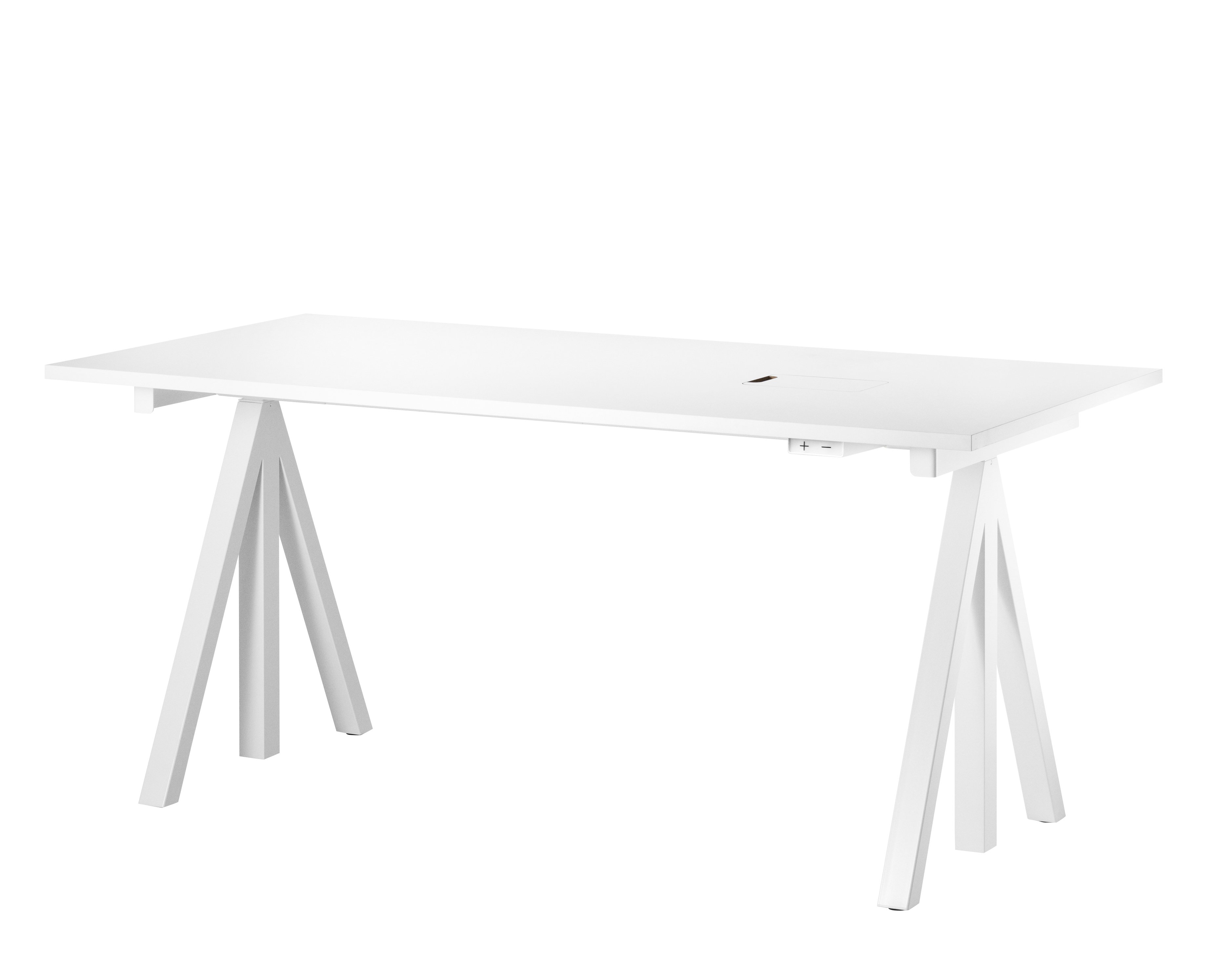 height adjustable work desk, electrical, in white, 160x78 cm